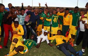 Golden Arrows celebrate after winning promotion to the PSL. Picture Credit : Steve Haag