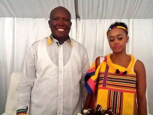 Malema and his sweetheart Mantwa Matlala after exchanging their vows in Limpopo. Image: ZimEye