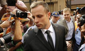 Oscar Pistorius at the Pretoria High Court. Image: The Guardian.